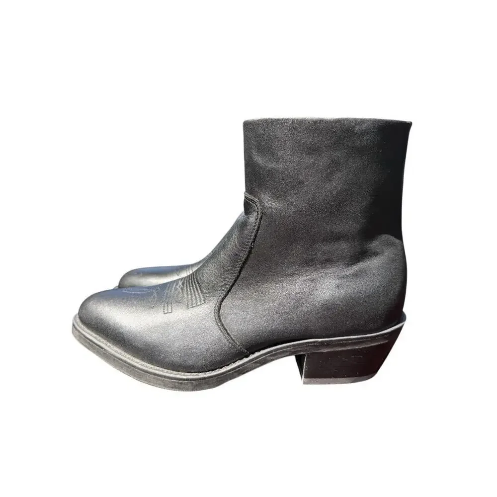 Durango Western Side Zip Dress Cowboy Boot Black Leather Men size 7.5 EE